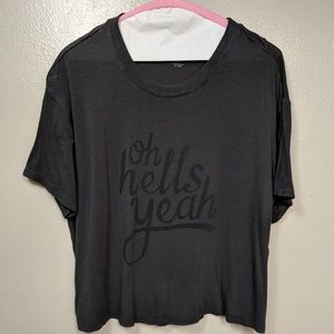 Dark gray "oh hells yeah" top